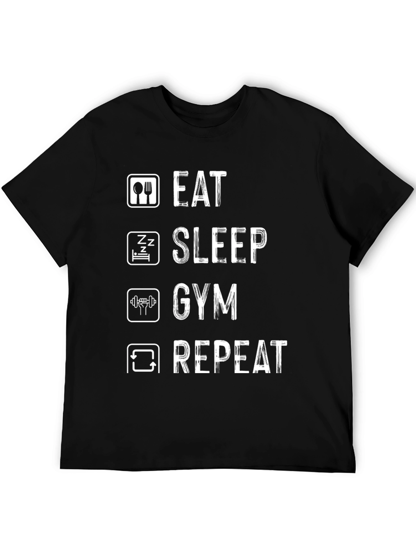 Eat Sleep Gym Repeat Black Graphic T-Shirt