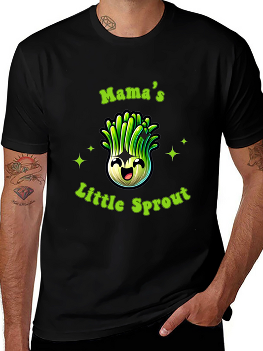Mamas Little Sprout Black T-Shirt - Cute Onion Cartoon