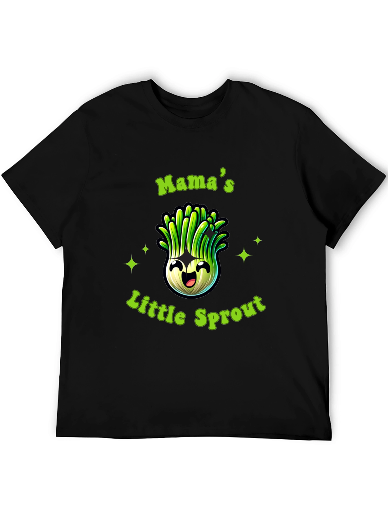 Mamas Little Sprout Black T-Shirt - Cute Onion Cartoon