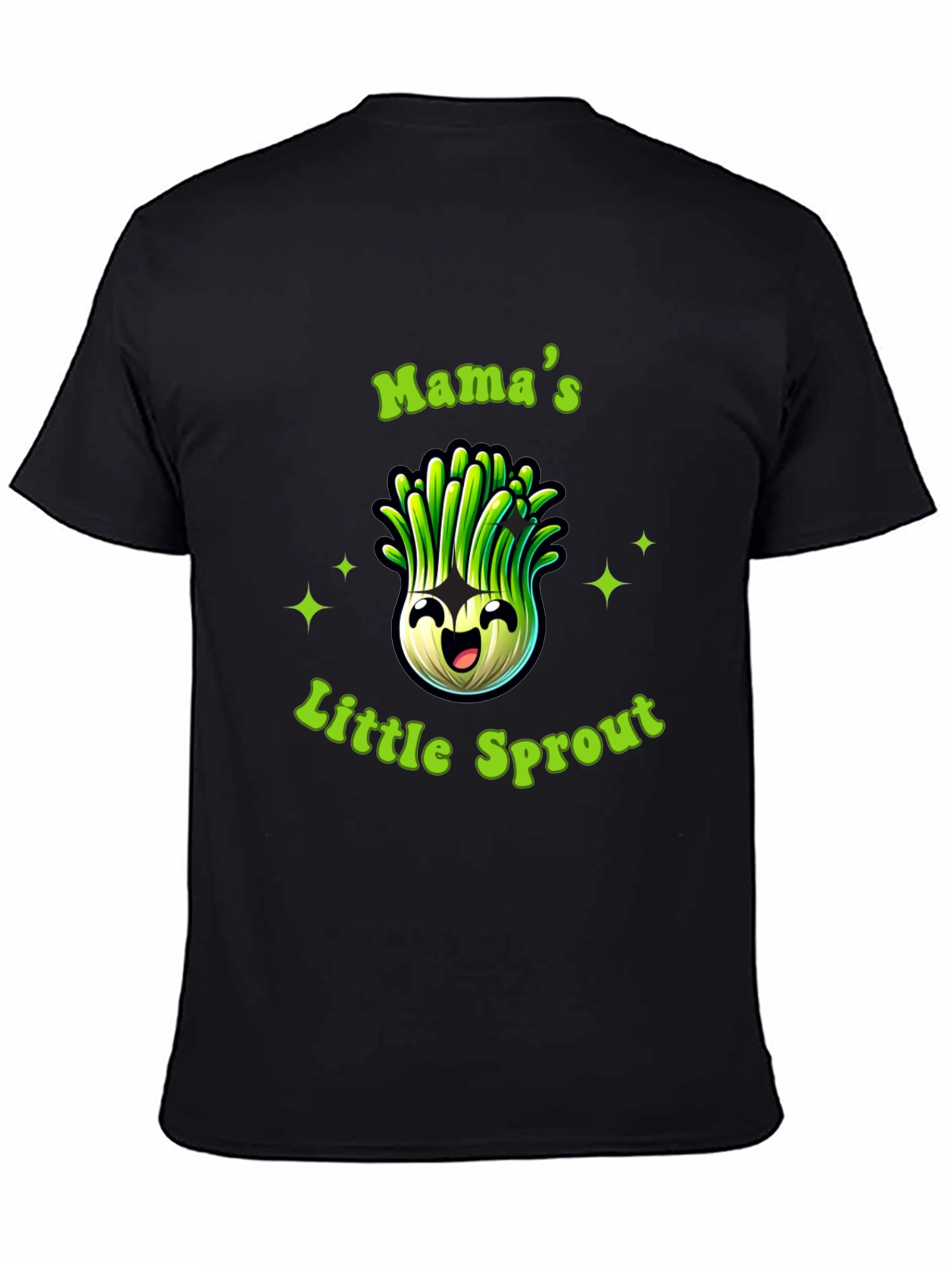 Mamas Little Sprout Black T-Shirt - Cute Onion Cartoon