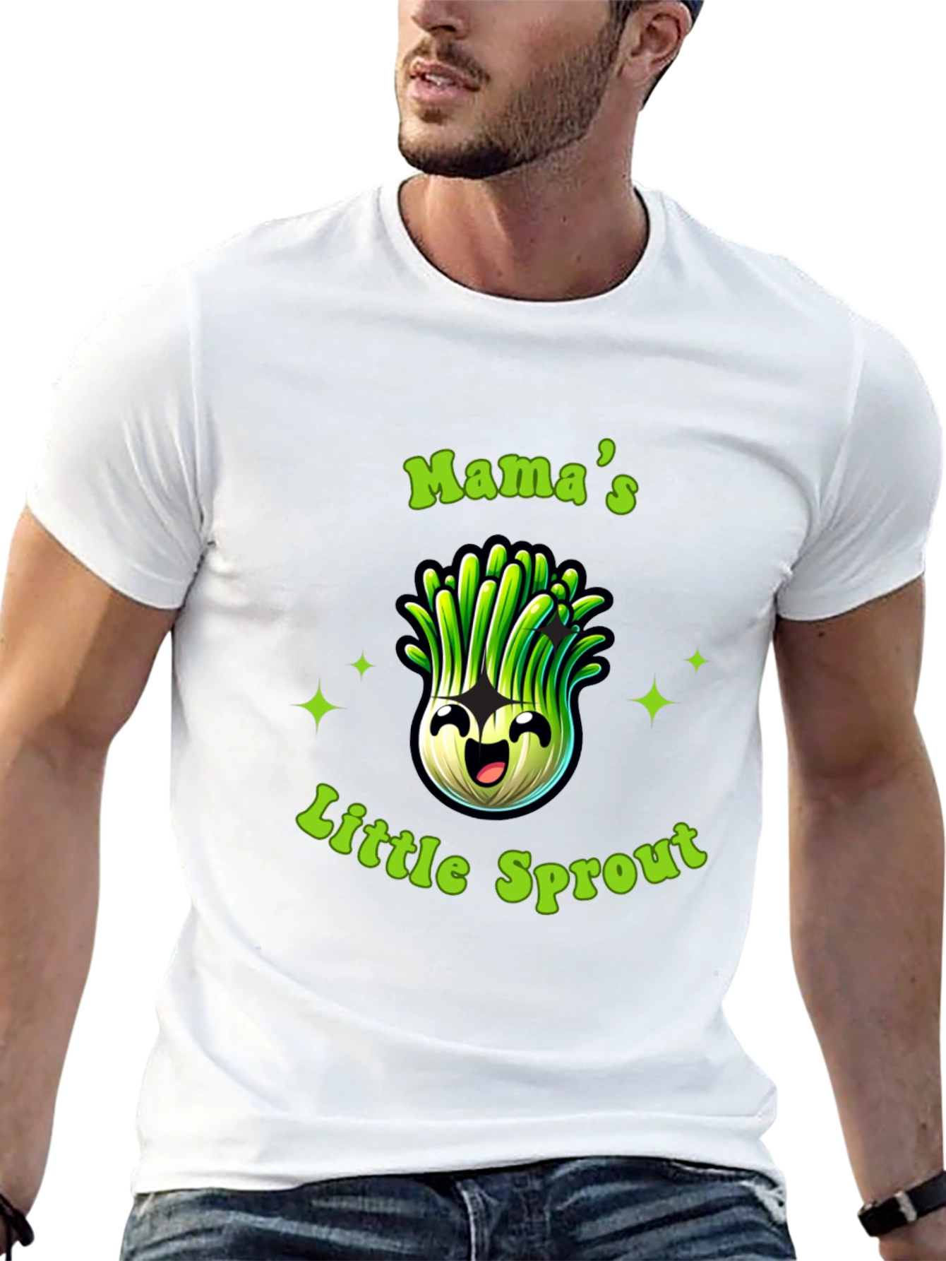 Mamas Little Sprout Black T-Shirt - Cute Onion Cartoon