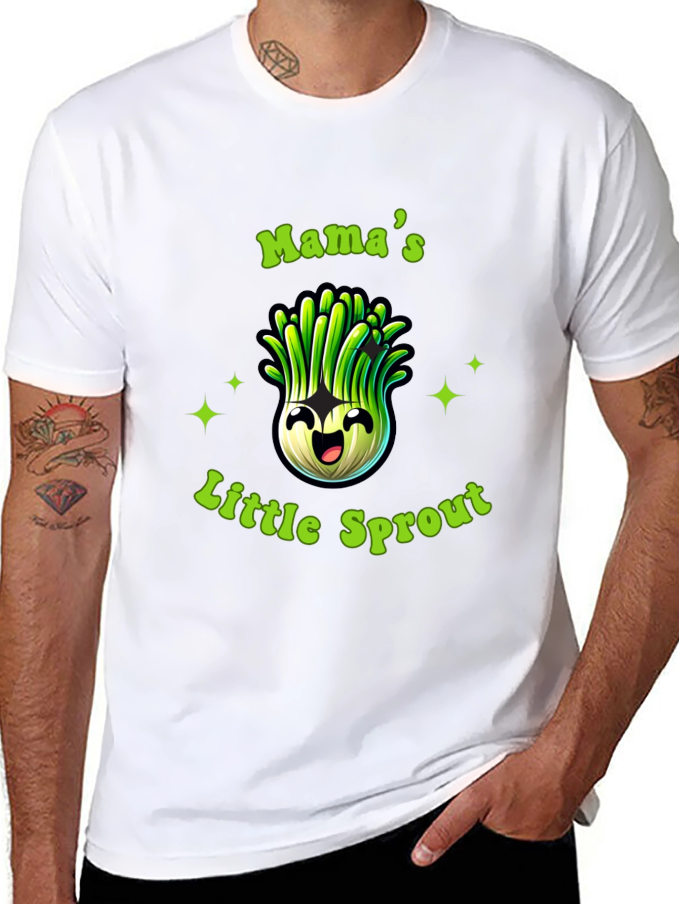Mamas Little Sprout Black T-Shirt - Cute Onion Cartoon