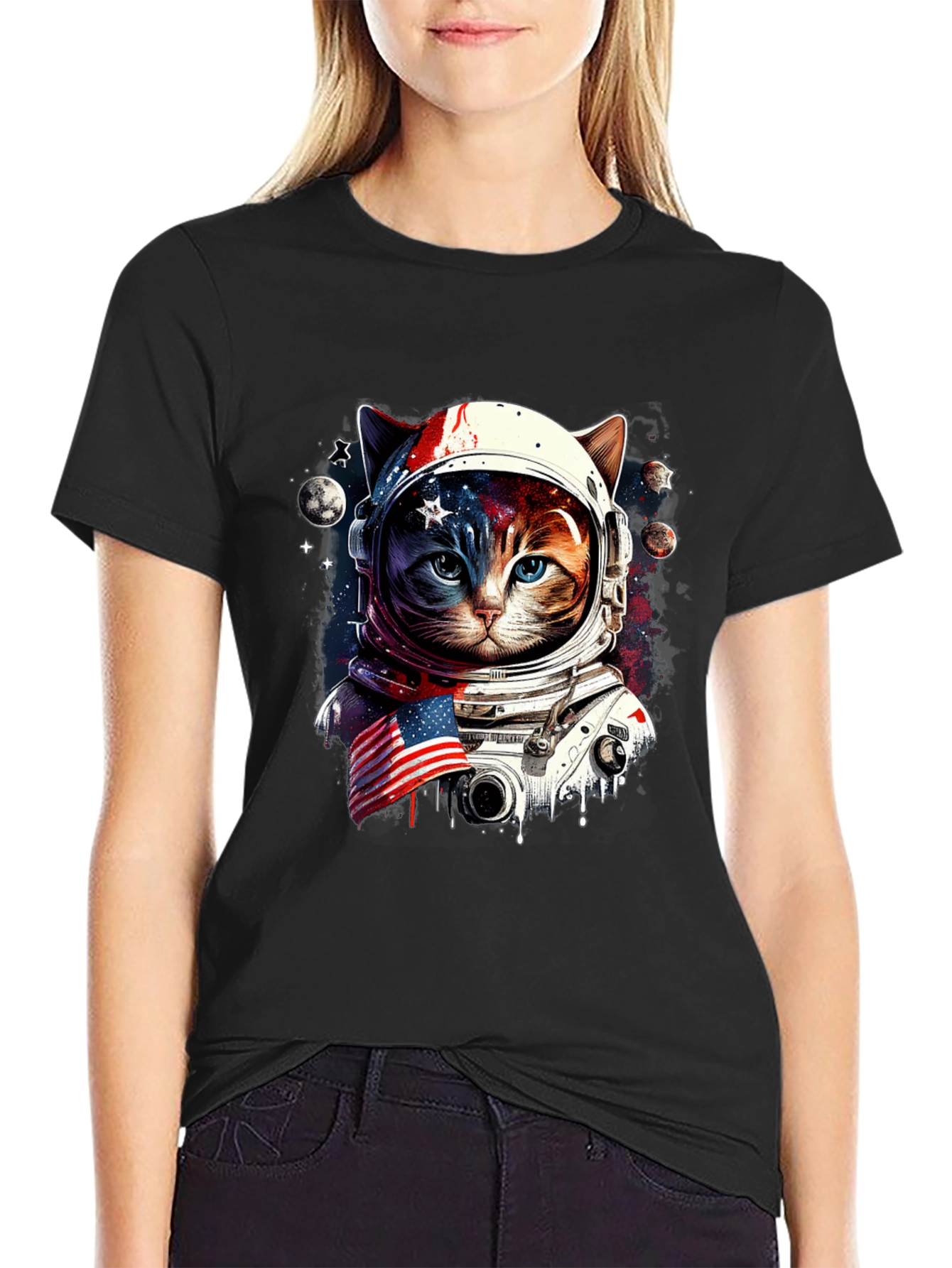 Astronaut Cat Graphic Tee