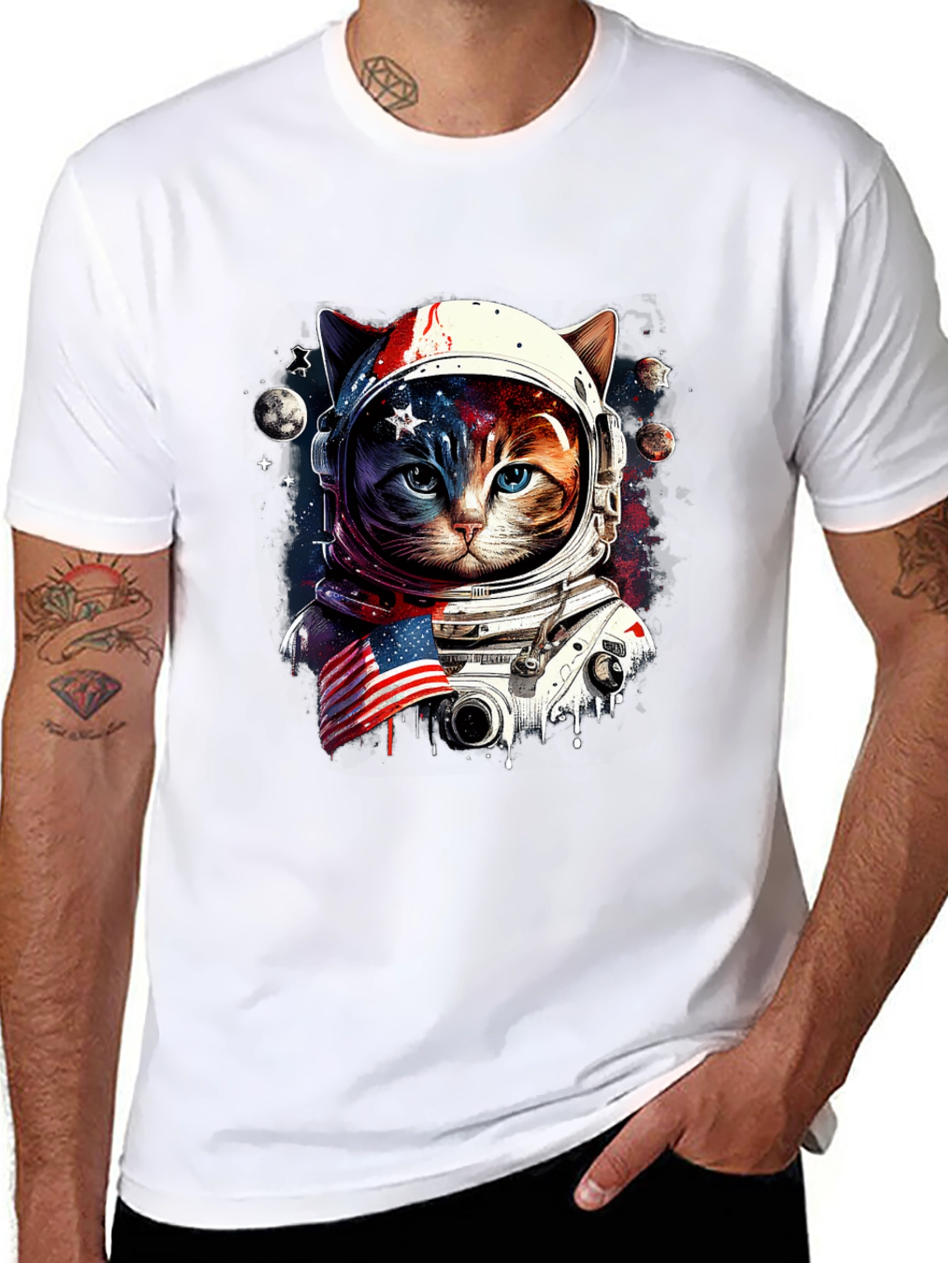 Astronaut Cat Graphic Tee