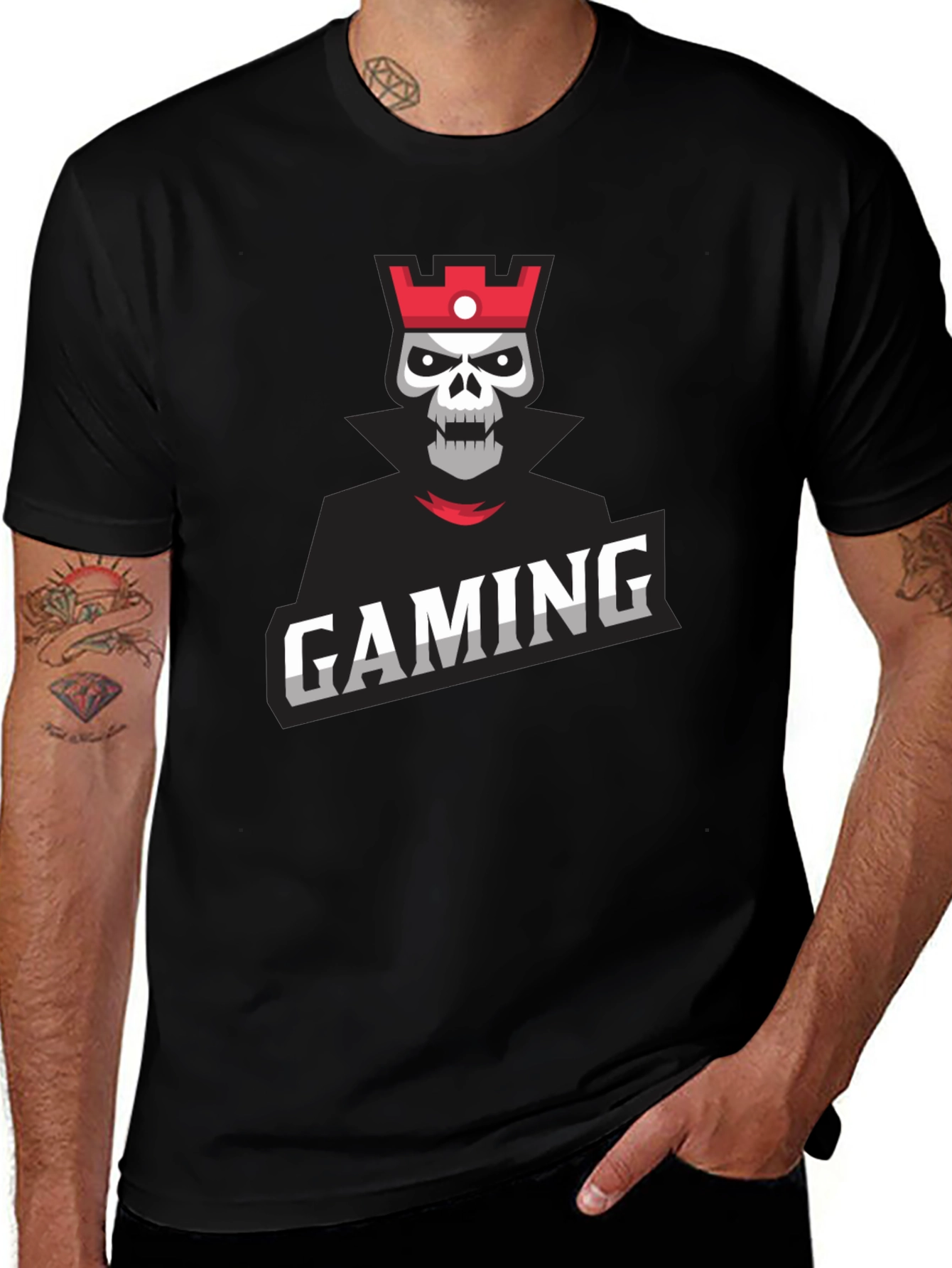 Gaming Skull King Graphic Tee - Black