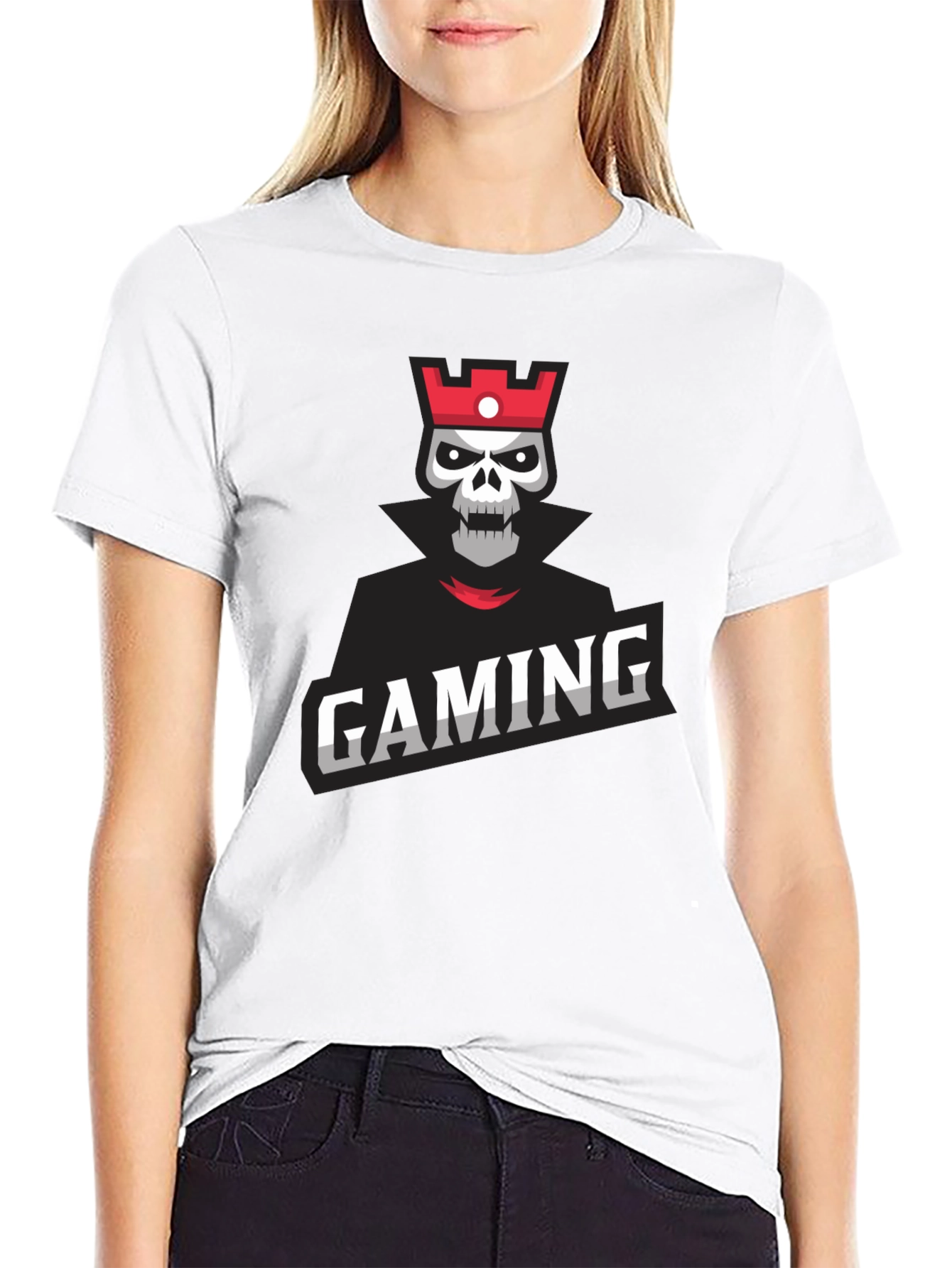 Gaming Skull King Graphic Tee - Black