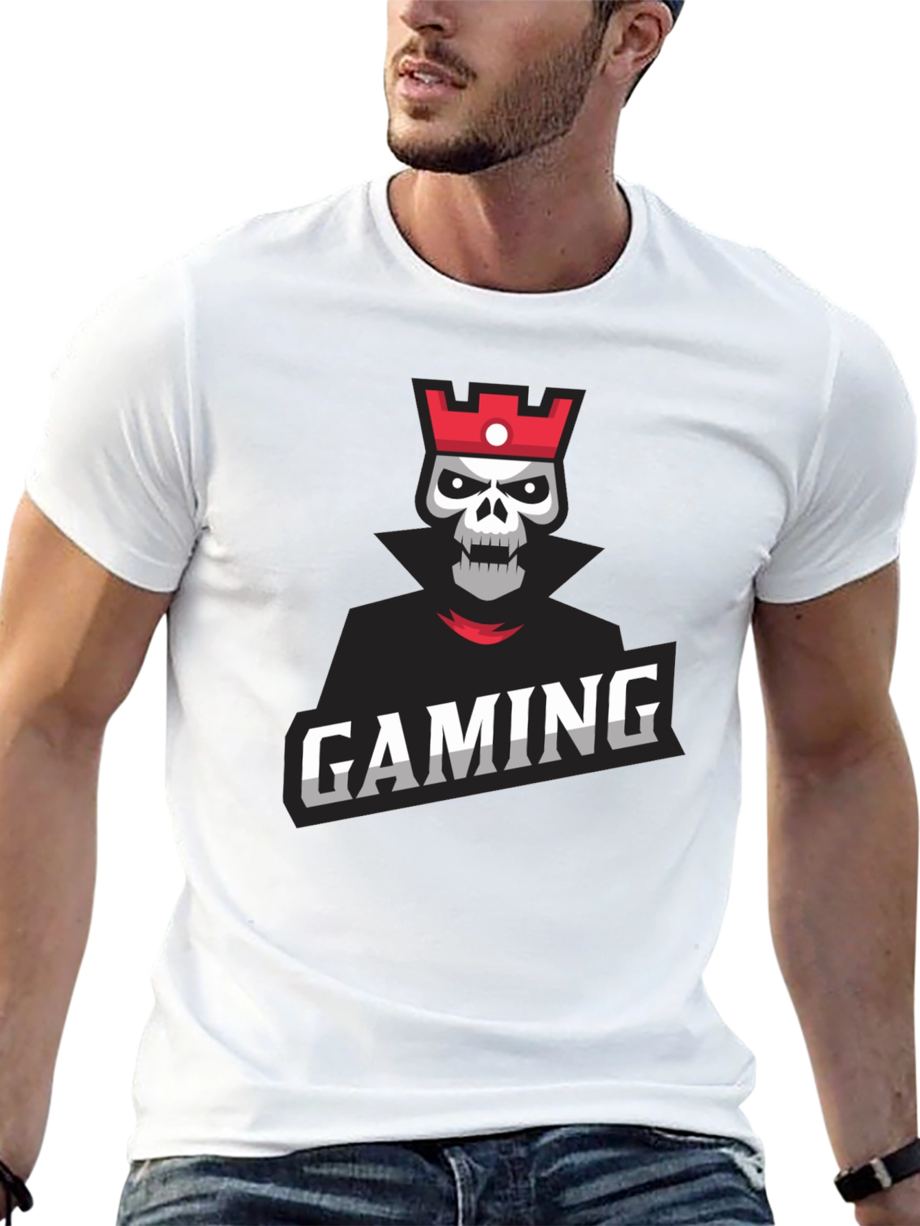 Gaming Skull King Graphic Tee - Black