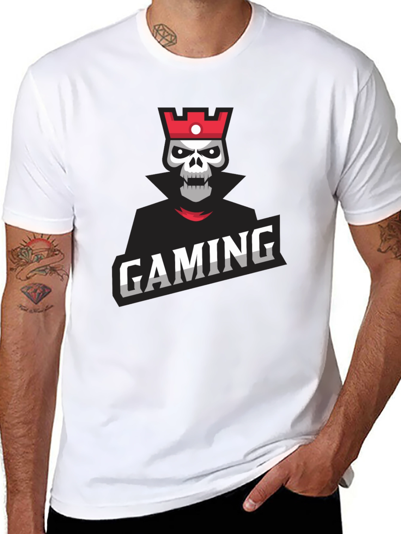 Gaming Skull King Graphic Tee - Black