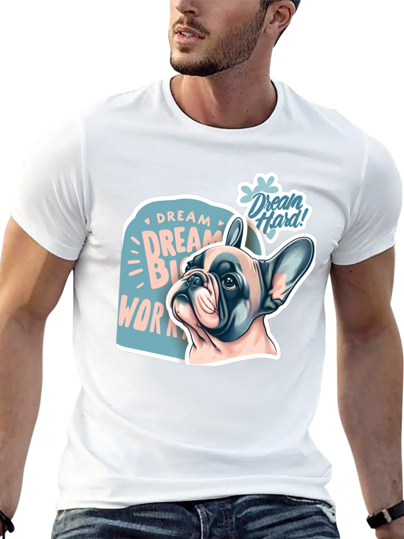 Dream Big Work Hard Bulldog Graphic T-Shirt