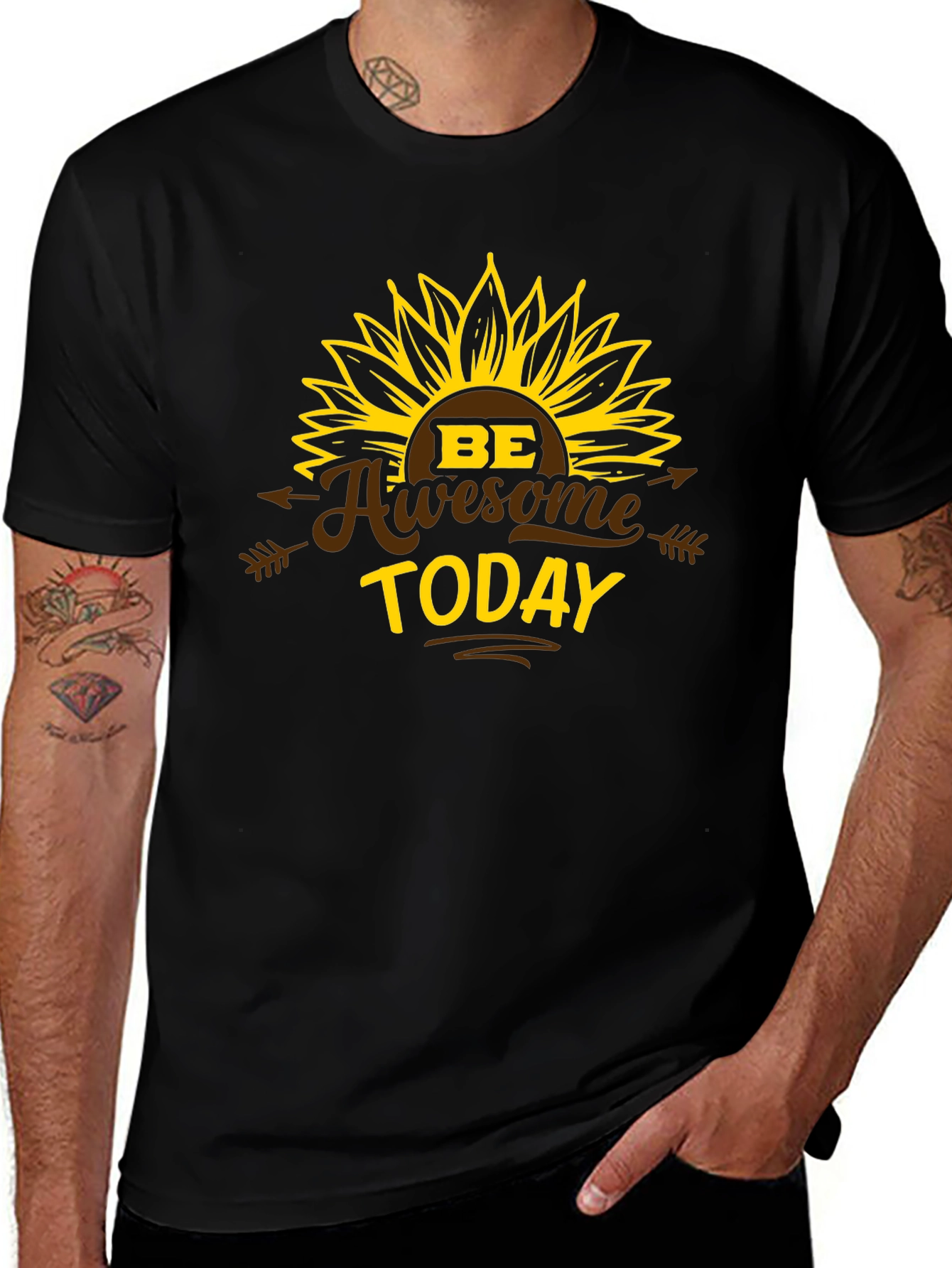 Be Awesome Today Sunflower Graphic T-Shirt