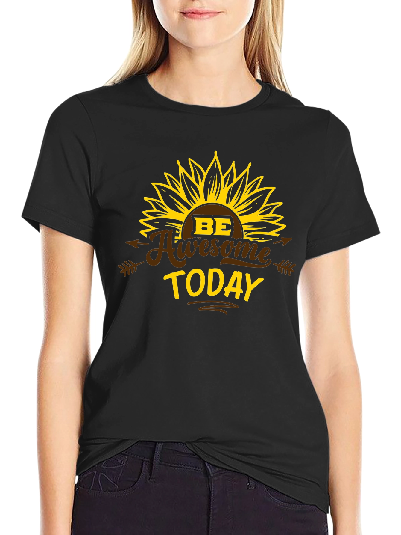 Be Awesome Today Sunflower Graphic T-Shirt
