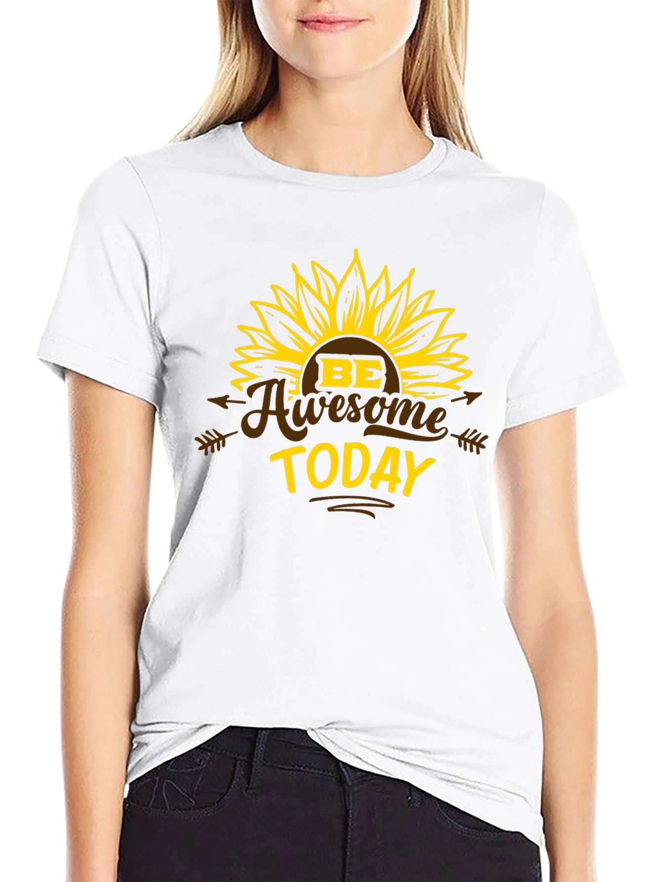 Be Awesome Today Sunflower Graphic T-Shirt