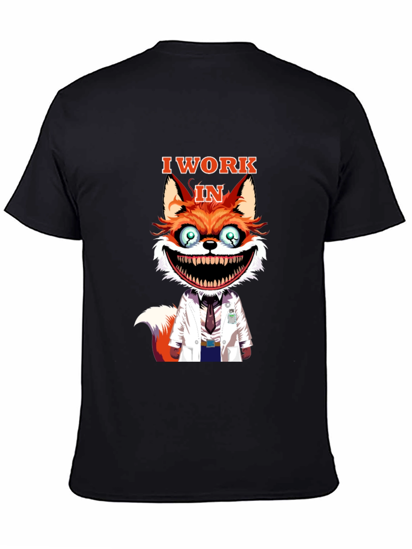 I Work in Crazy Fox Scientist Graphic Tee