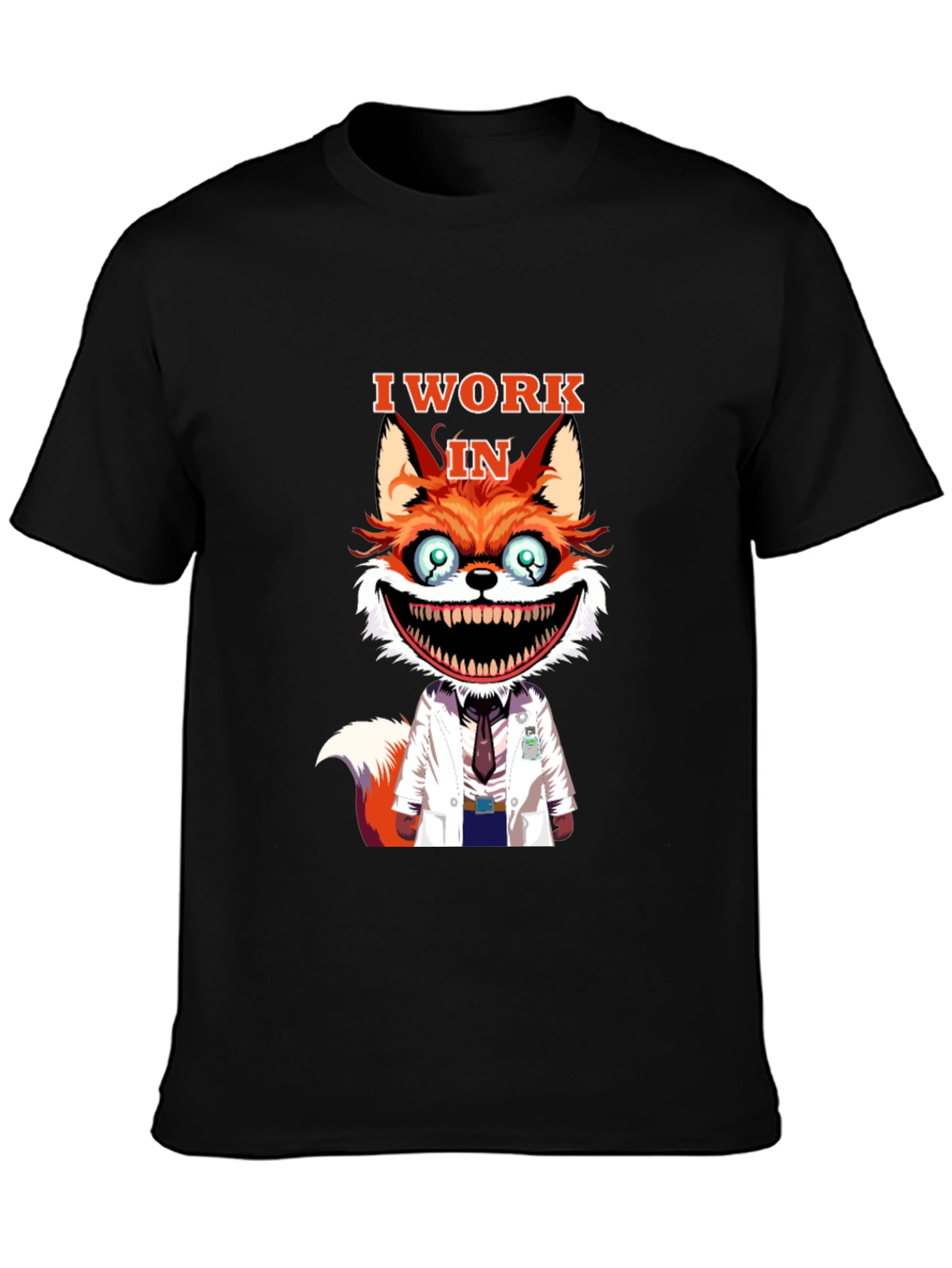 I Work in Crazy Fox Scientist Graphic Tee