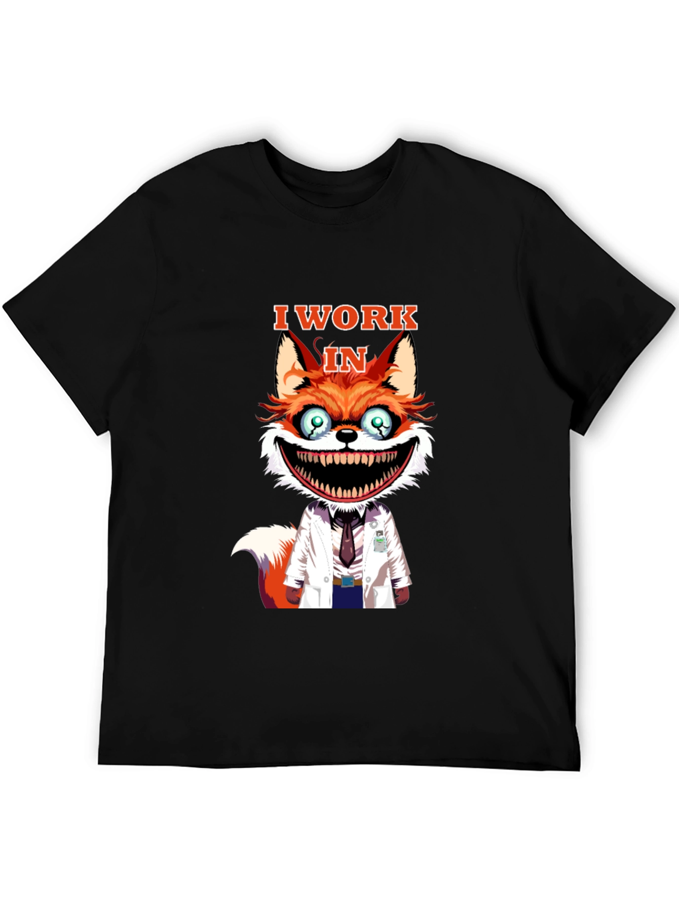 I Work in Crazy Fox Scientist Graphic Tee
