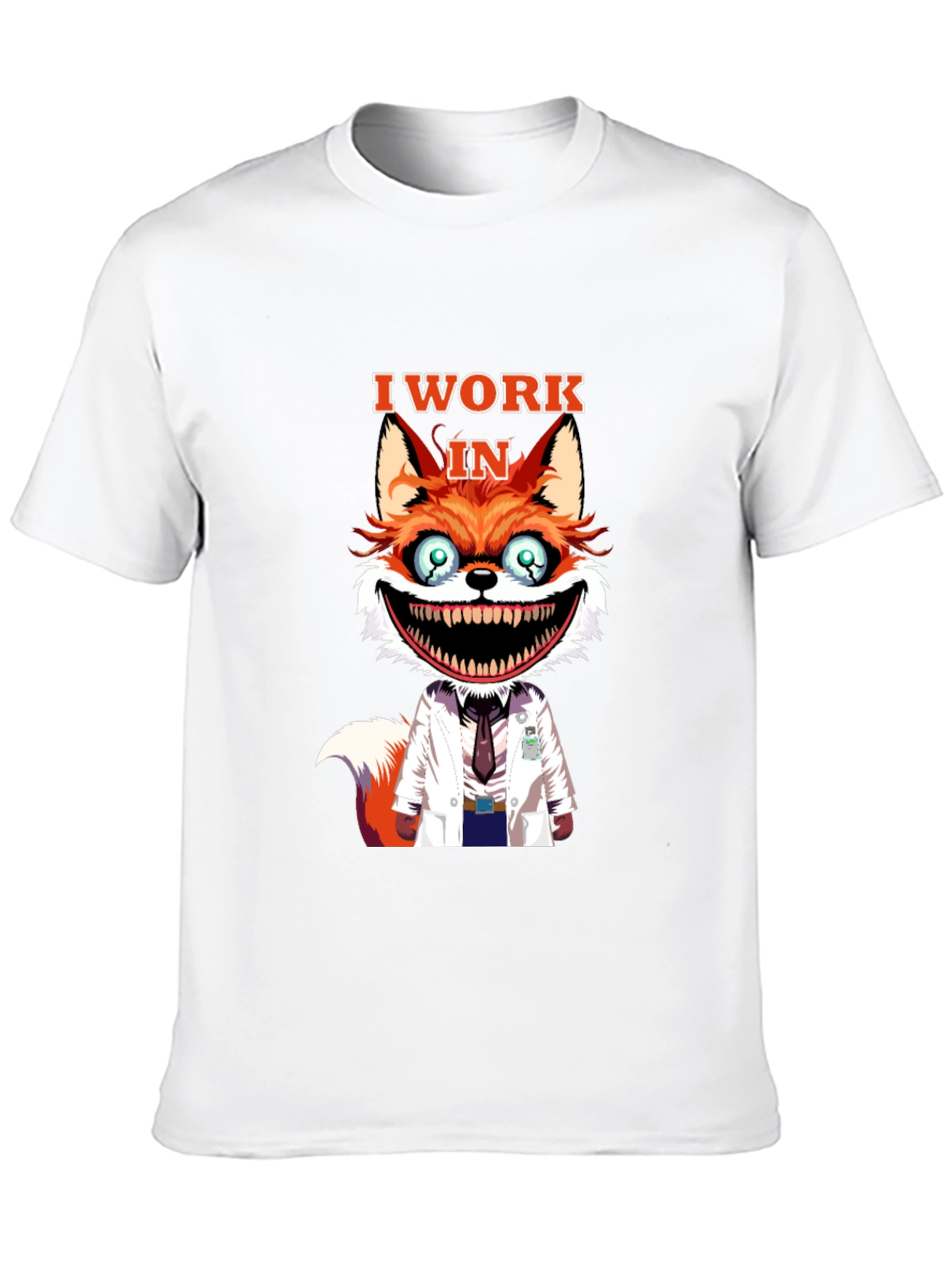 I Work in Crazy Fox Scientist Graphic Tee