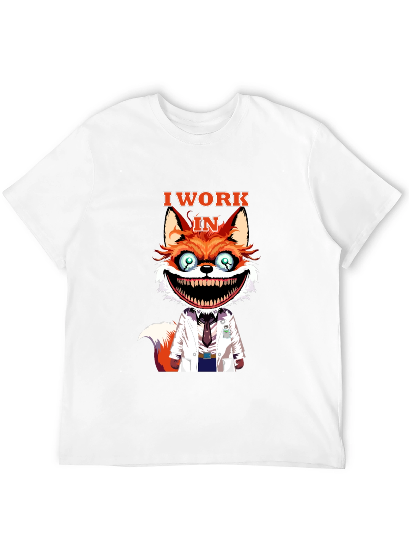 I Work in Crazy Fox Scientist Graphic Tee