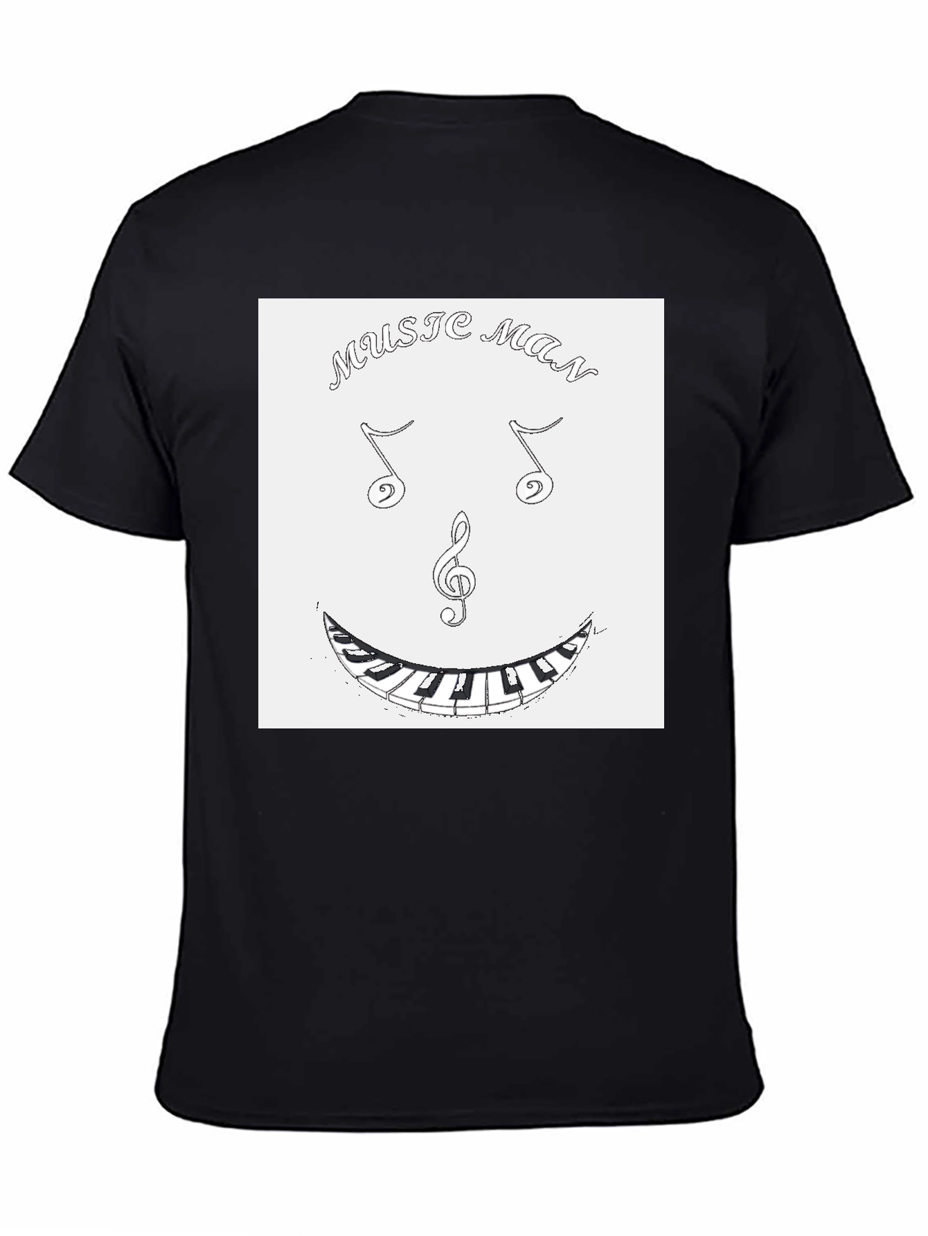 Music Man Face Tee - Black Graphic T-Shirt