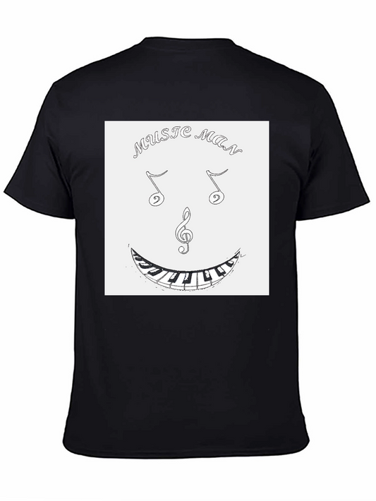 Music Man Face Tee - Black Graphic T-Shirt
