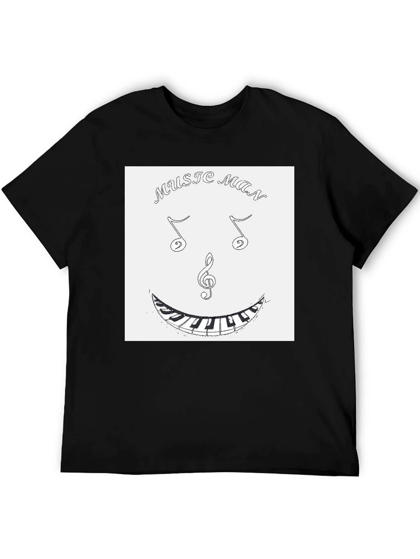 Music Man Face Tee - Black Graphic T-Shirt