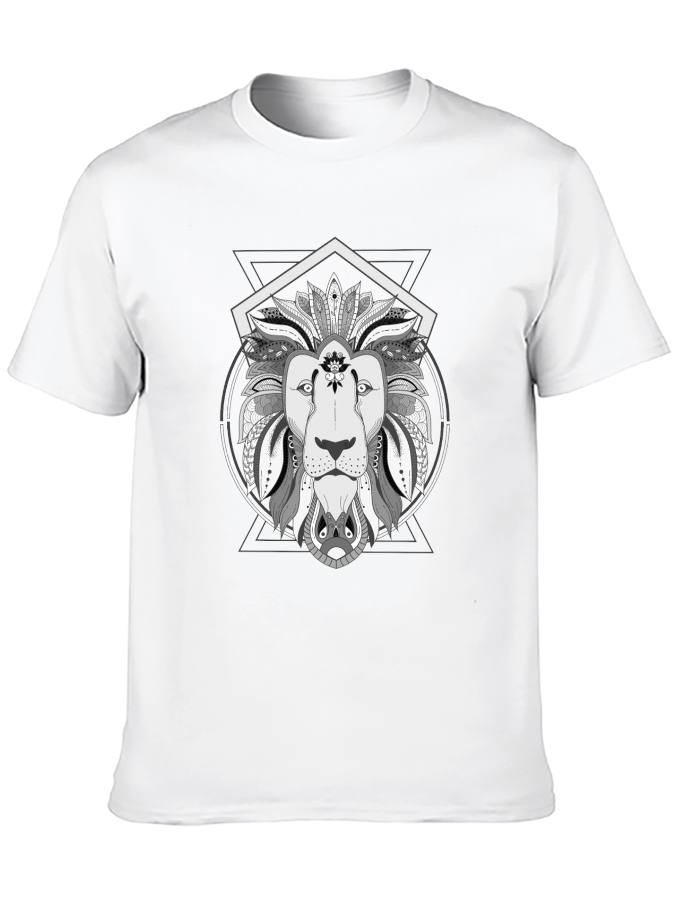 Geometric Lion Graphic Tee - Stylish Black T-Shirt