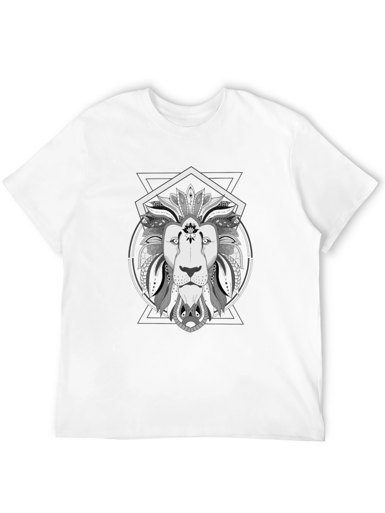 Geometric Lion Graphic Tee - Stylish Black T-Shirt