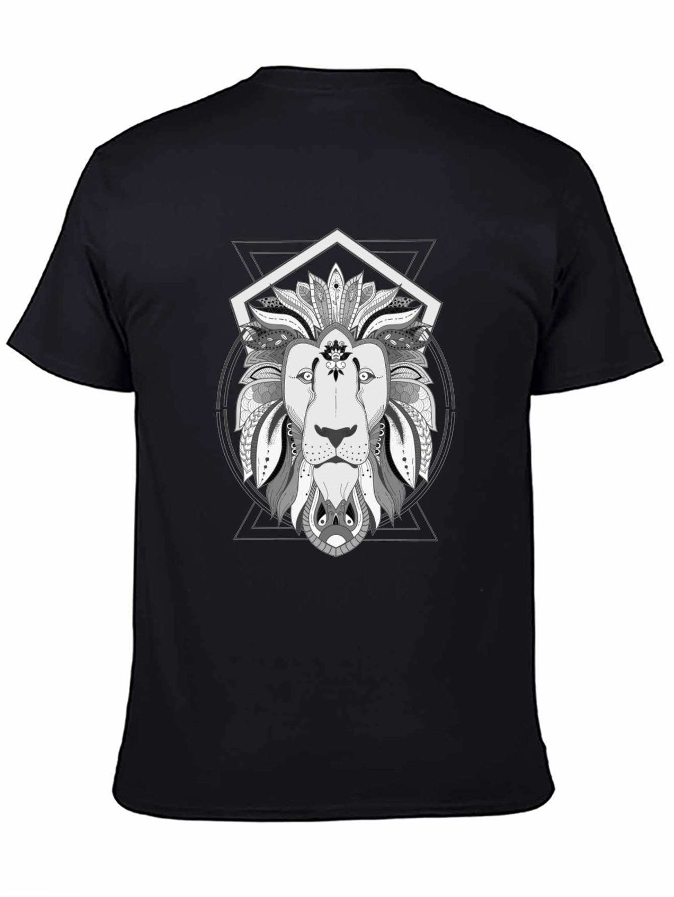 Geometric Lion Graphic Tee - Stylish Black T-Shirt