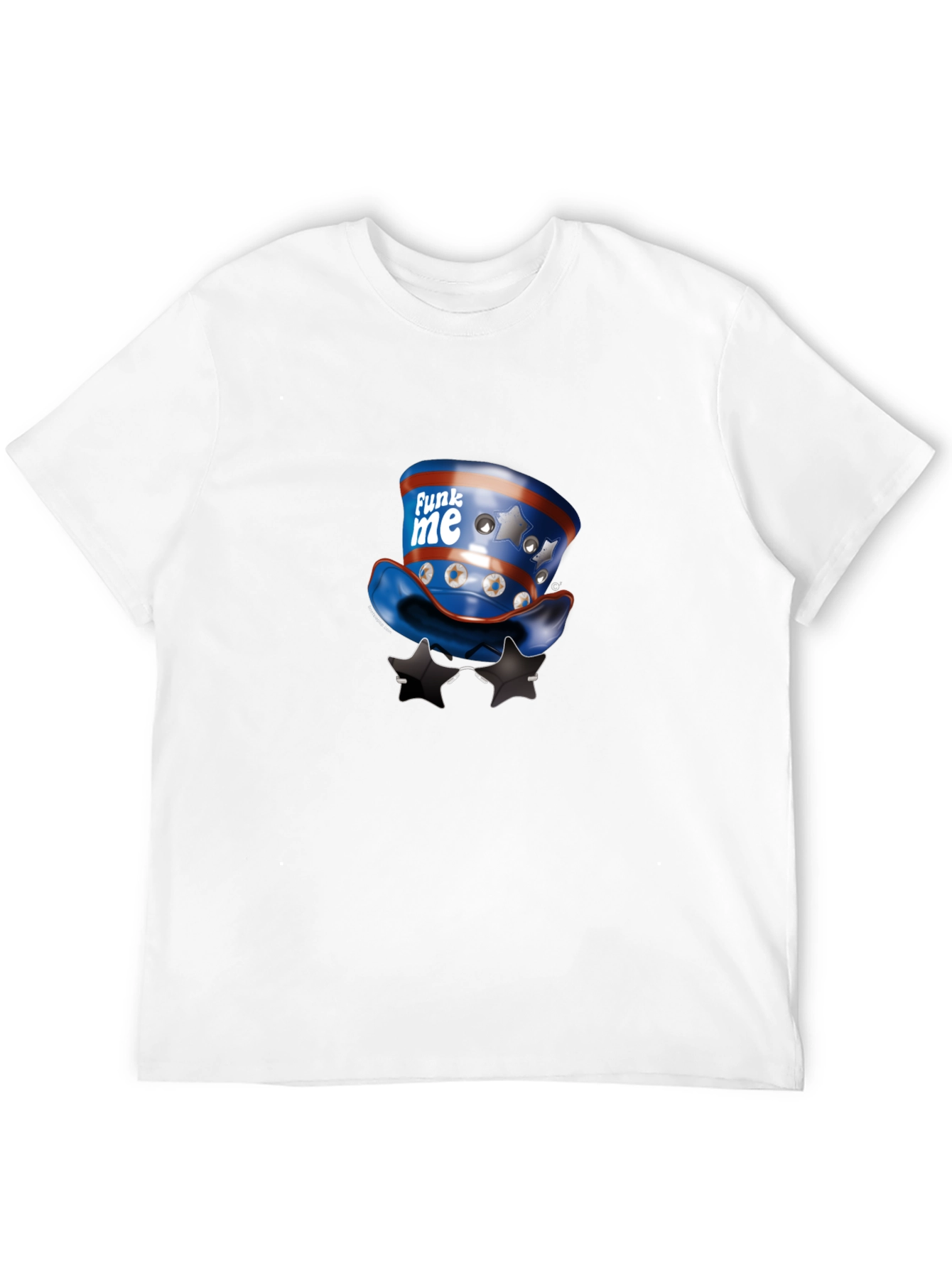 Novelty Patriotic Hat & Sunglasses Graphic T-Shirt