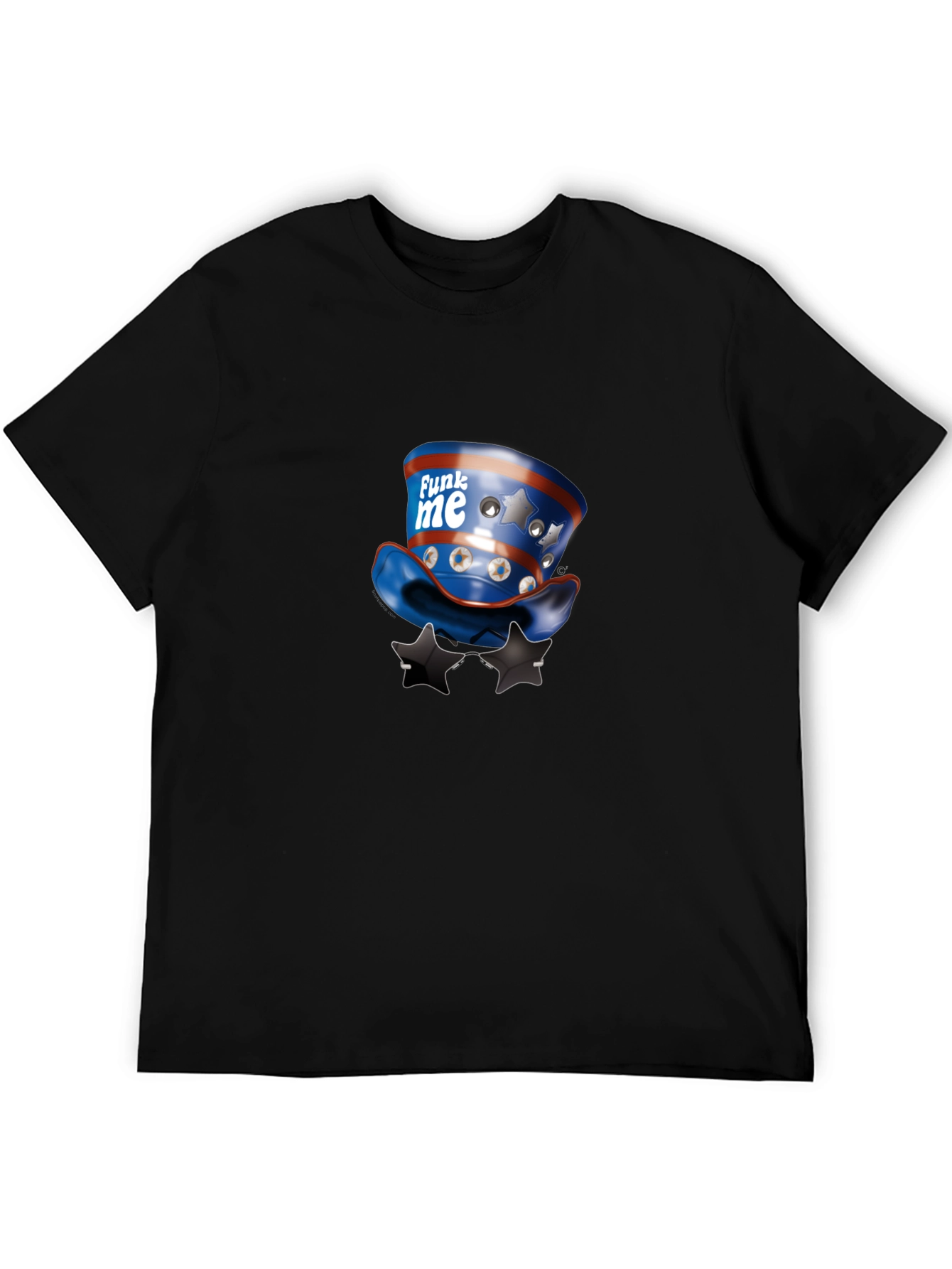 Novelty Patriotic Hat & Sunglasses Graphic T-Shirt