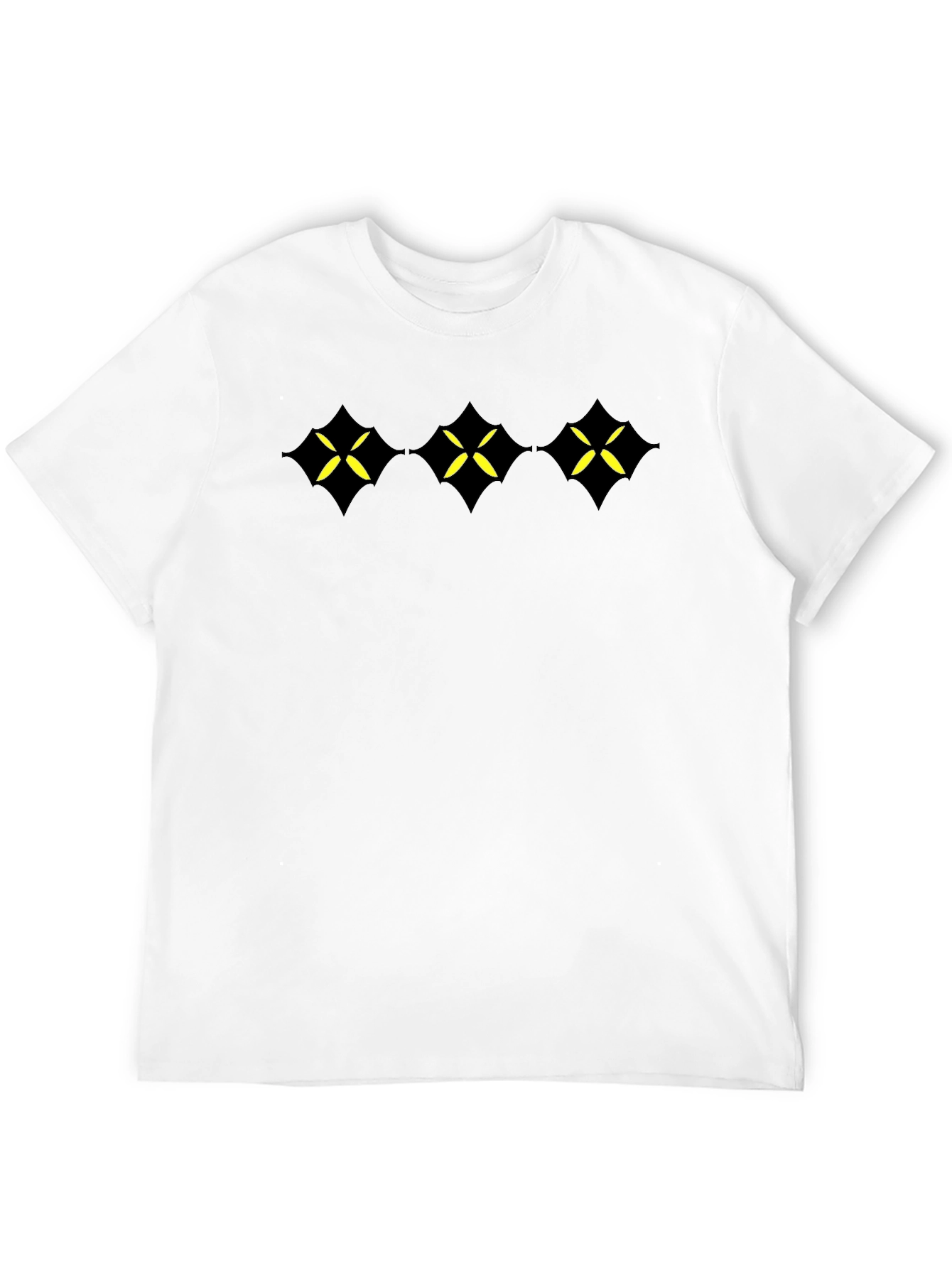 Mens Black T-Shirt with Geometric Star Design
