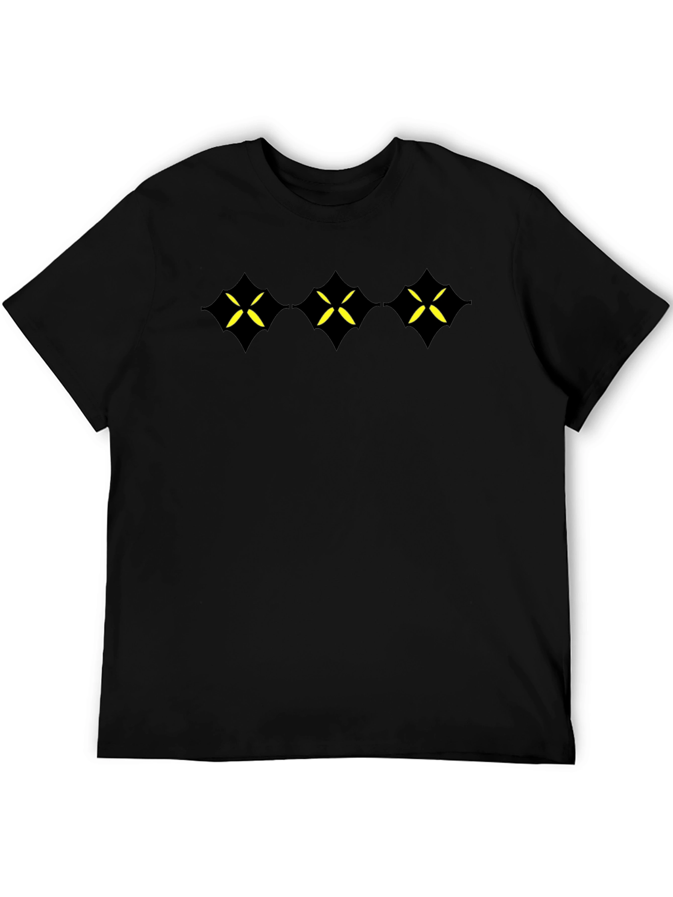 Mens Black T-Shirt with Geometric Star Design