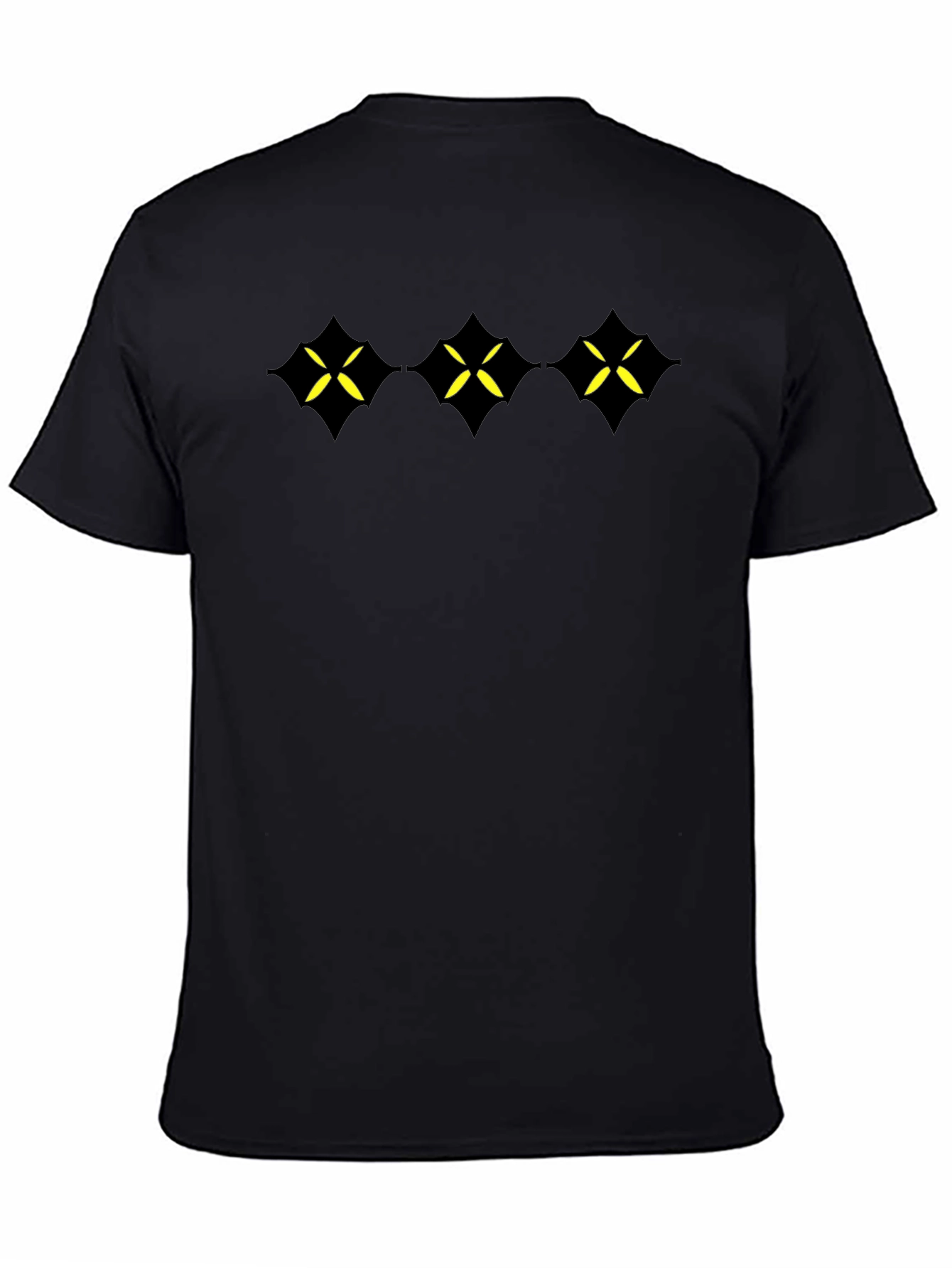Mens Black T-Shirt with Geometric Star Design