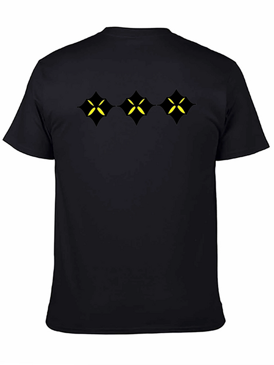 Mens Black T-Shirt with Geometric Star Design