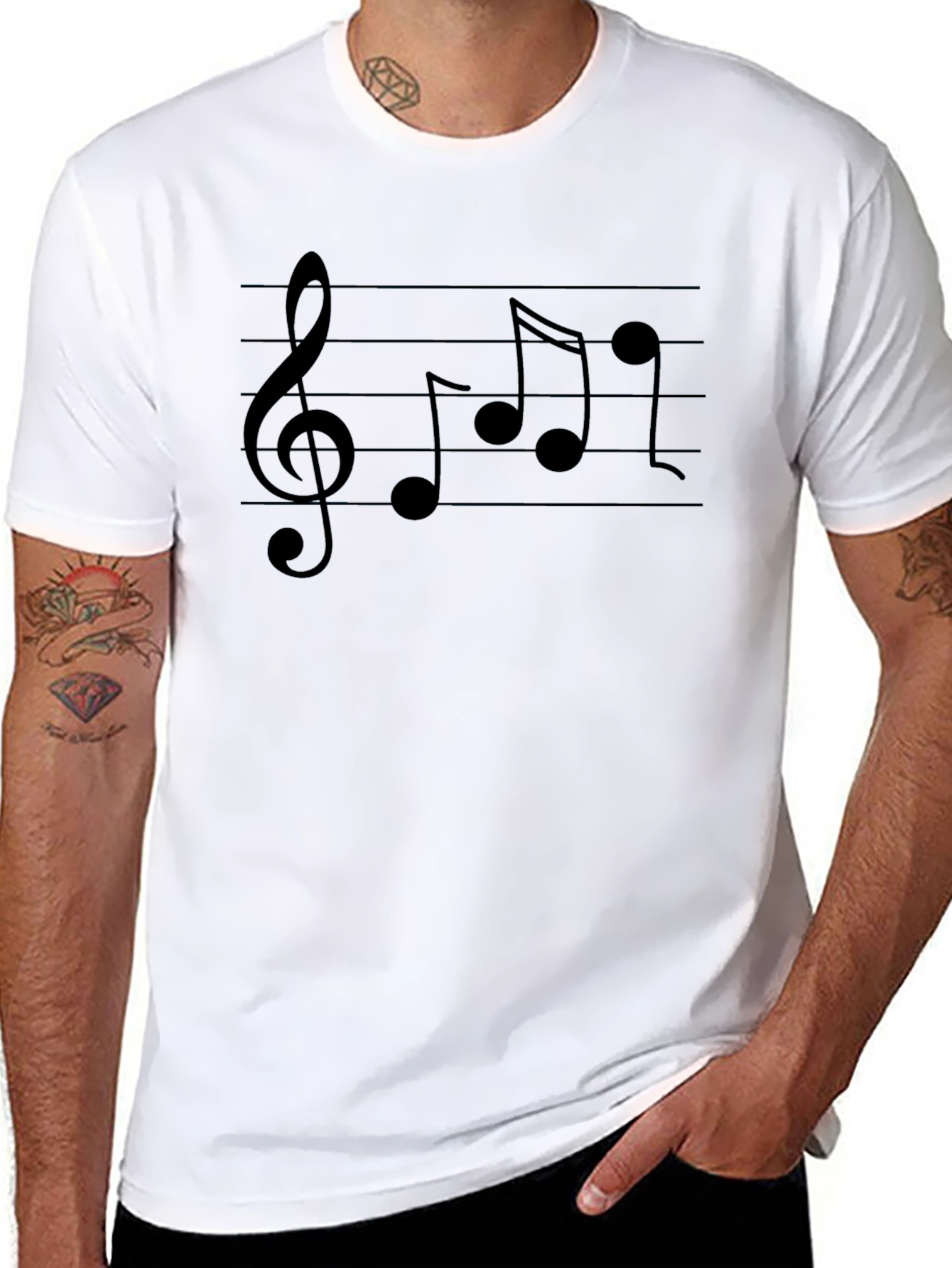 Musical Notes Graphic Tee - Classic Black T-Shirt