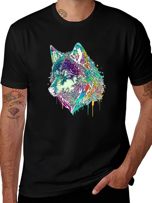 Wolf Graphic Tee - Colorful Animal Print