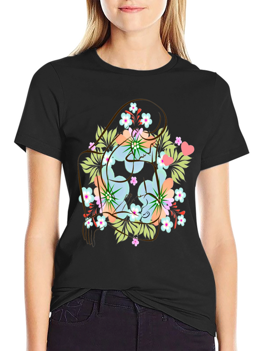 Floral Yin Yang Mens Graphic Tee - Black