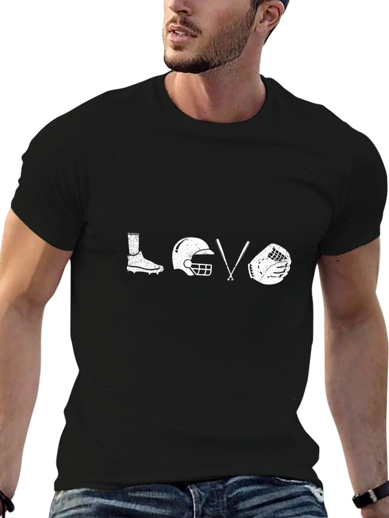 Baseball Love Graphic Tee - Black Cotton T-Shirt