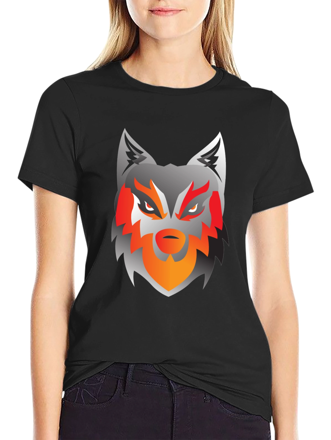Mens Black Wolf Graphic Tee