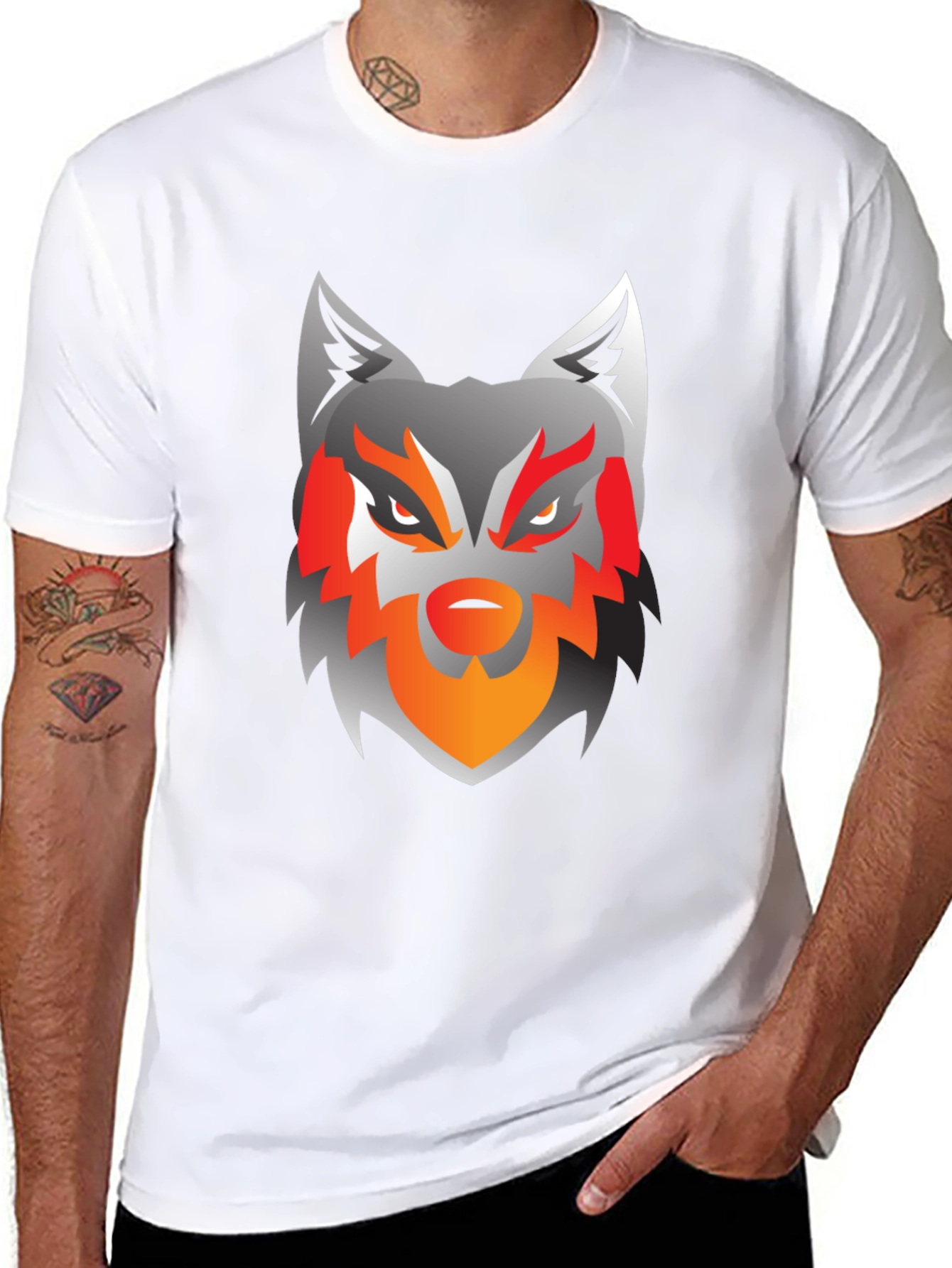 Mens Black Wolf Graphic Tee