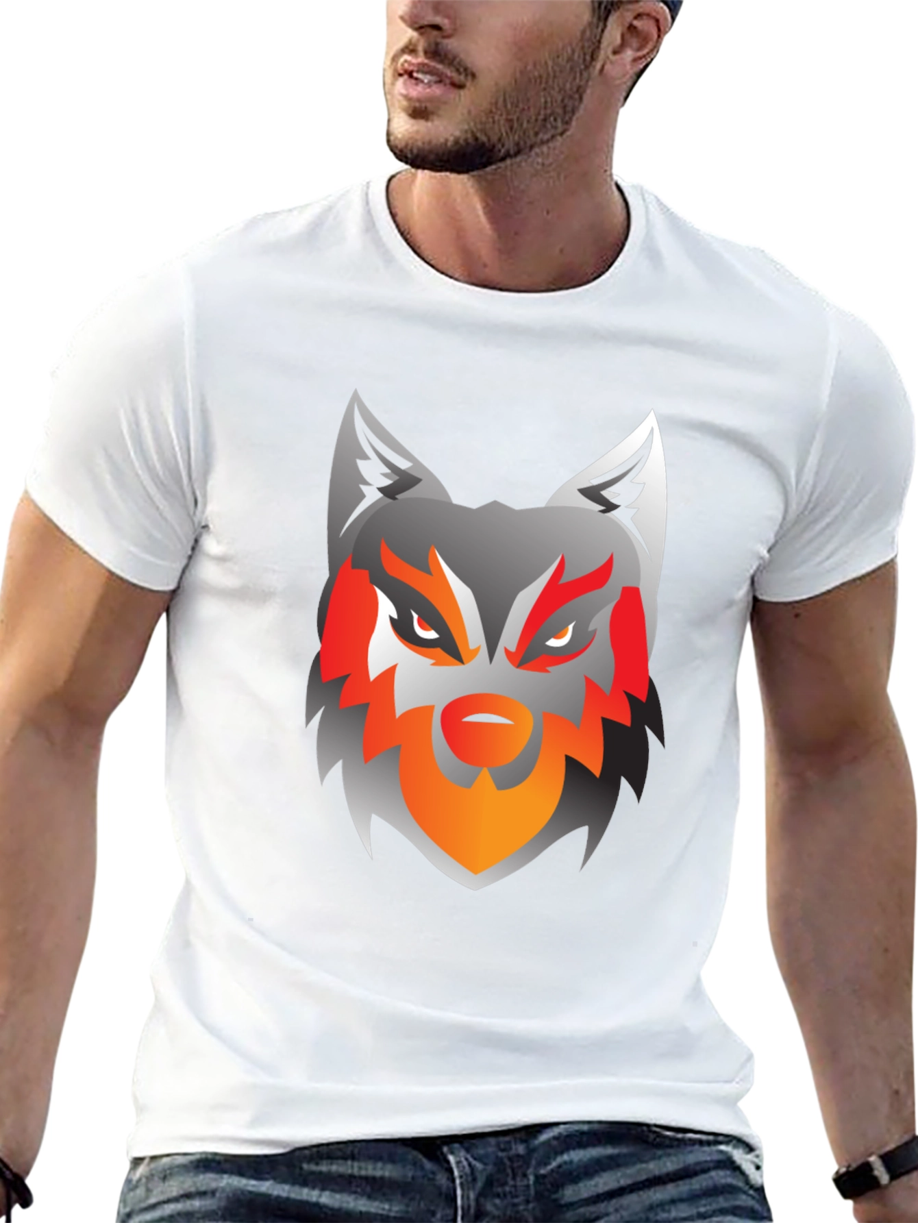 Mens Black Wolf Graphic Tee