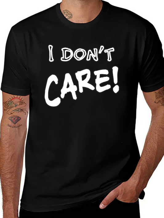 I Dont Care! Black Graphic T-Shirt - Bold Statement Tee
