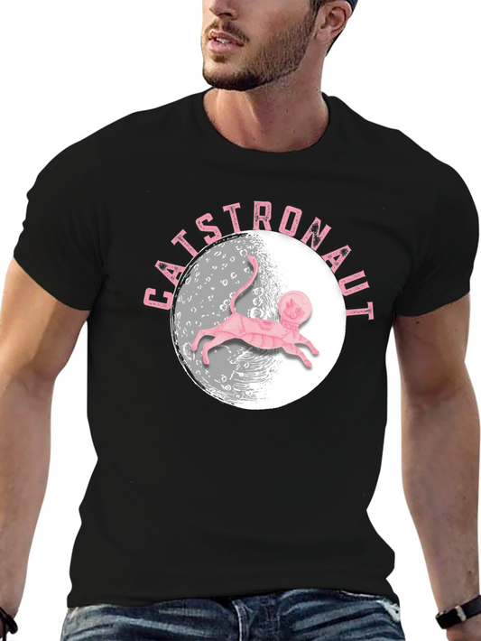 Catstronaut T-Shirt - Pink Cat Astronaut on the Moon