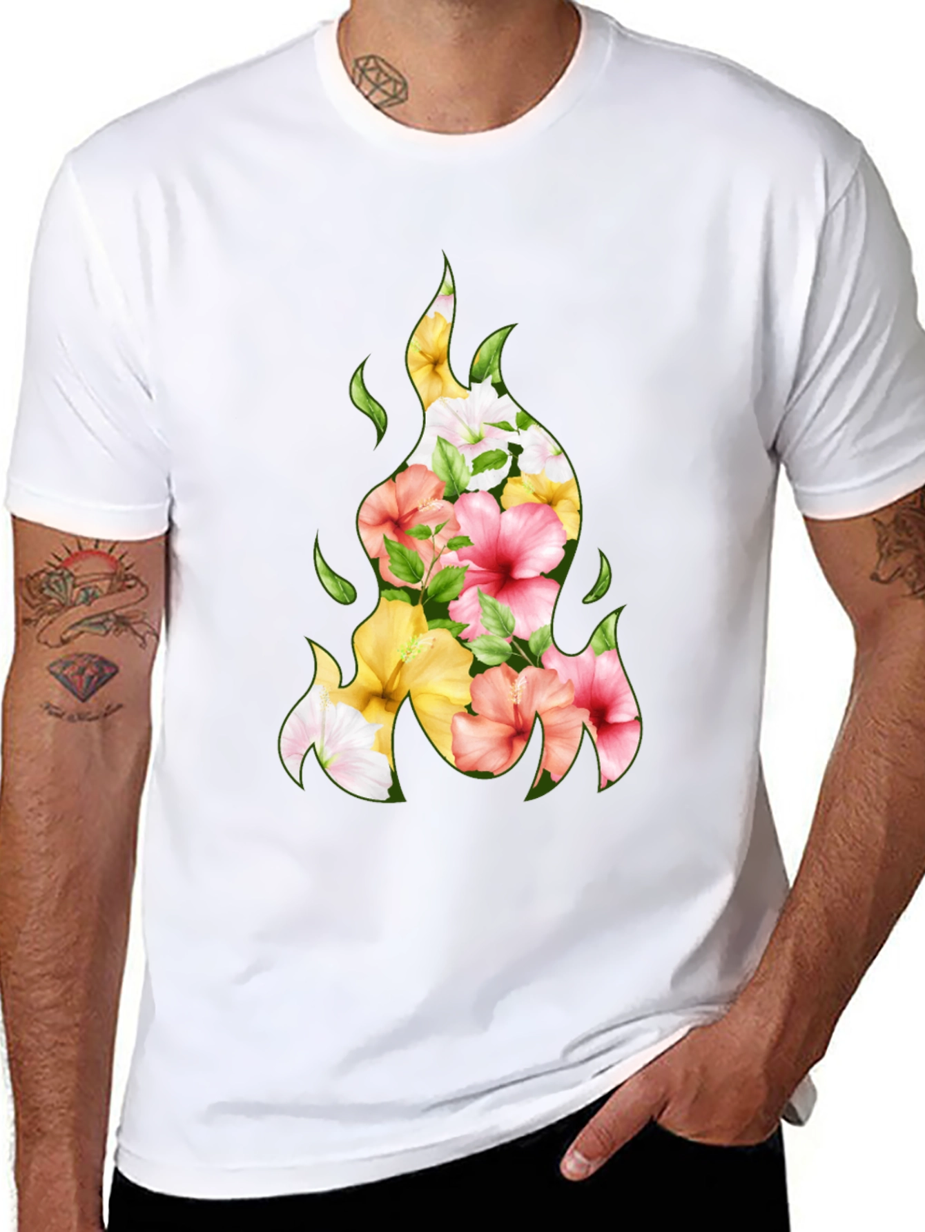 Floral Fire T-Shirt - Unique Graphic Tee