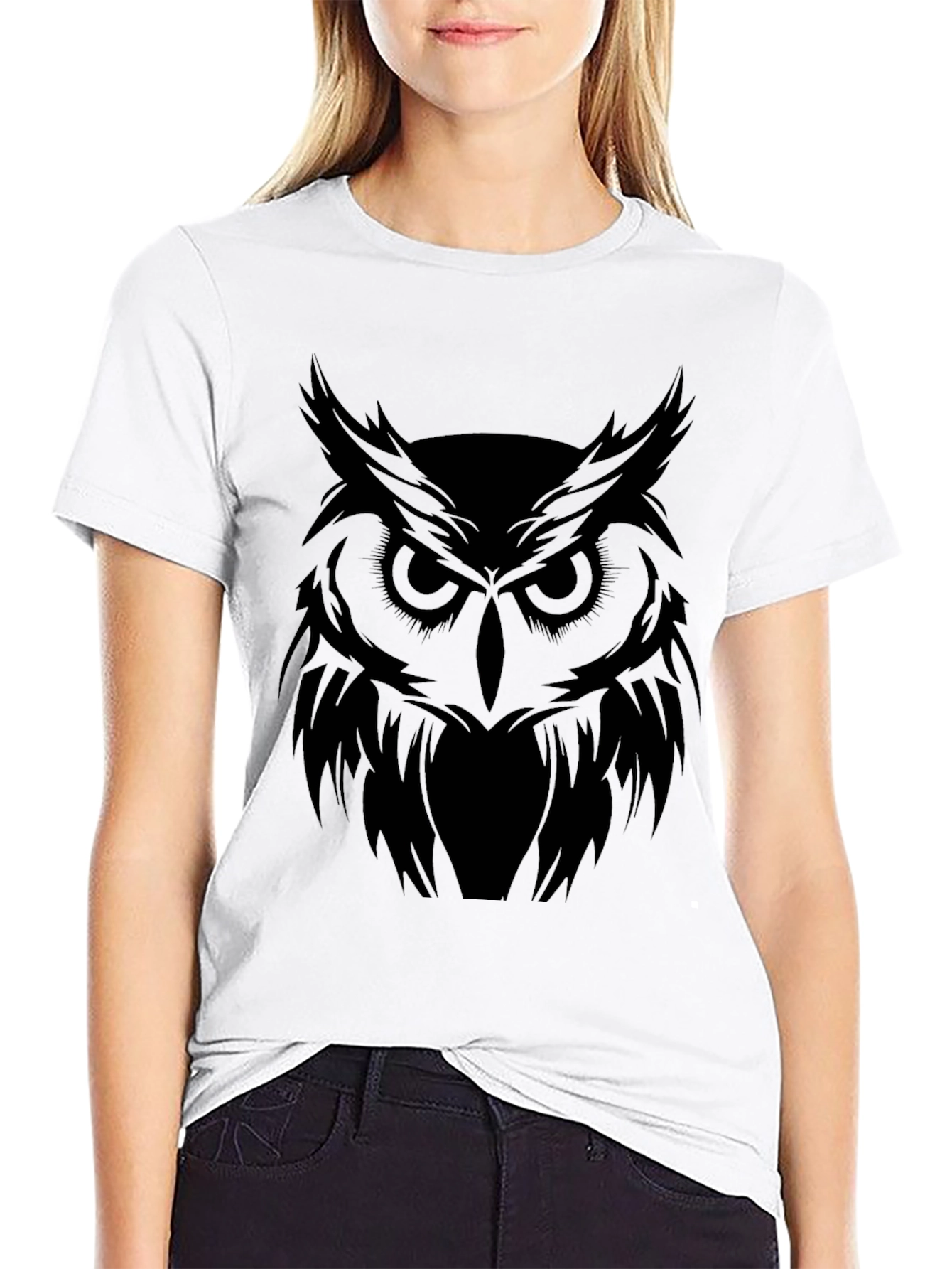 Mens Black Owl Graphic T-Shirt