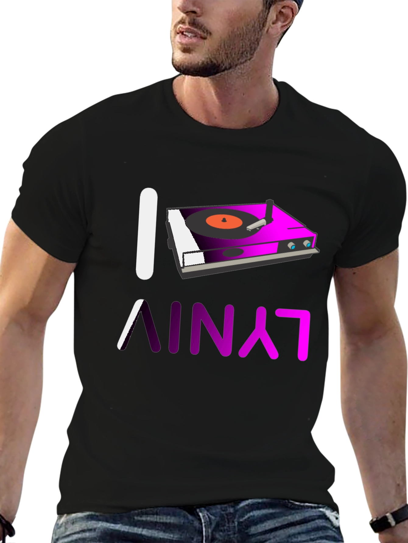 I Love Vinyl Turntable Graphic T-Shirt