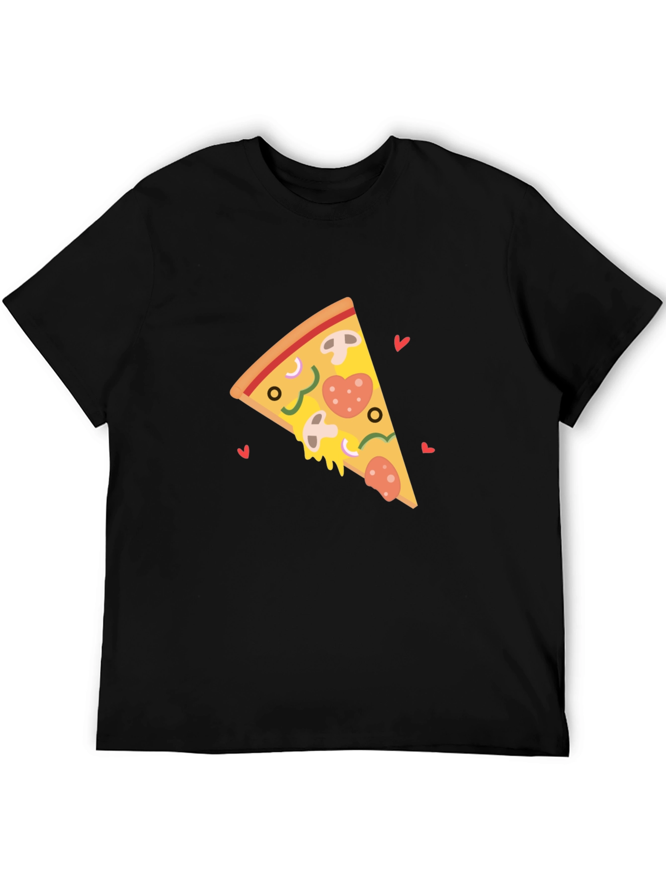 Pizza Slice Heart Black T-Shirt