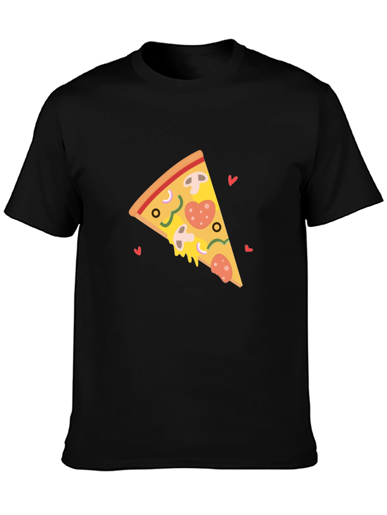 Pizza Slice Heart Black T-Shirt