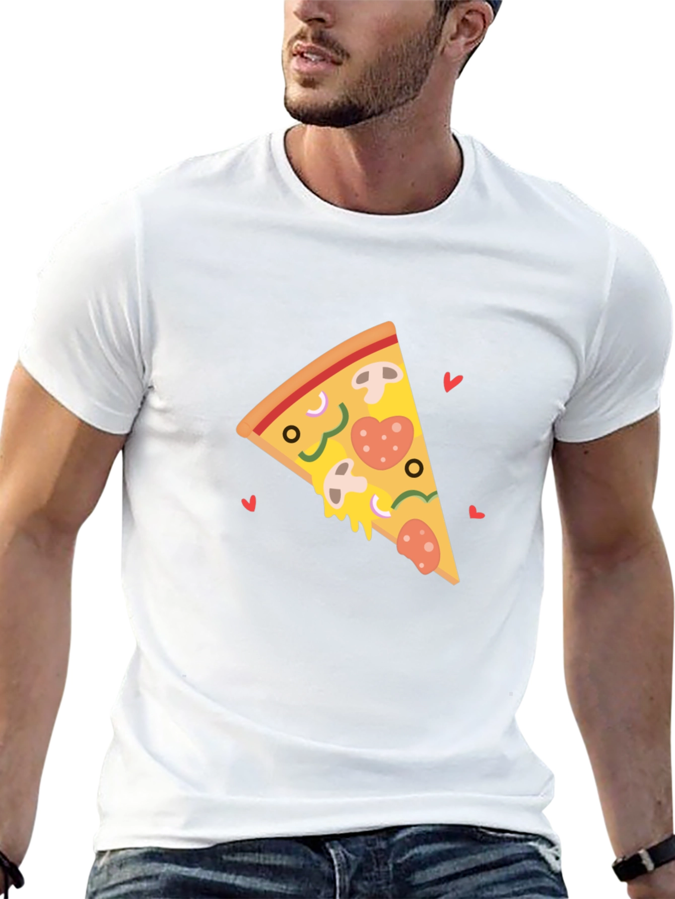 Pizza Slice Heart Black T-Shirt