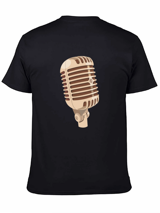 Vintage Microphone Graphic T-Shirt - Classic Singer Style