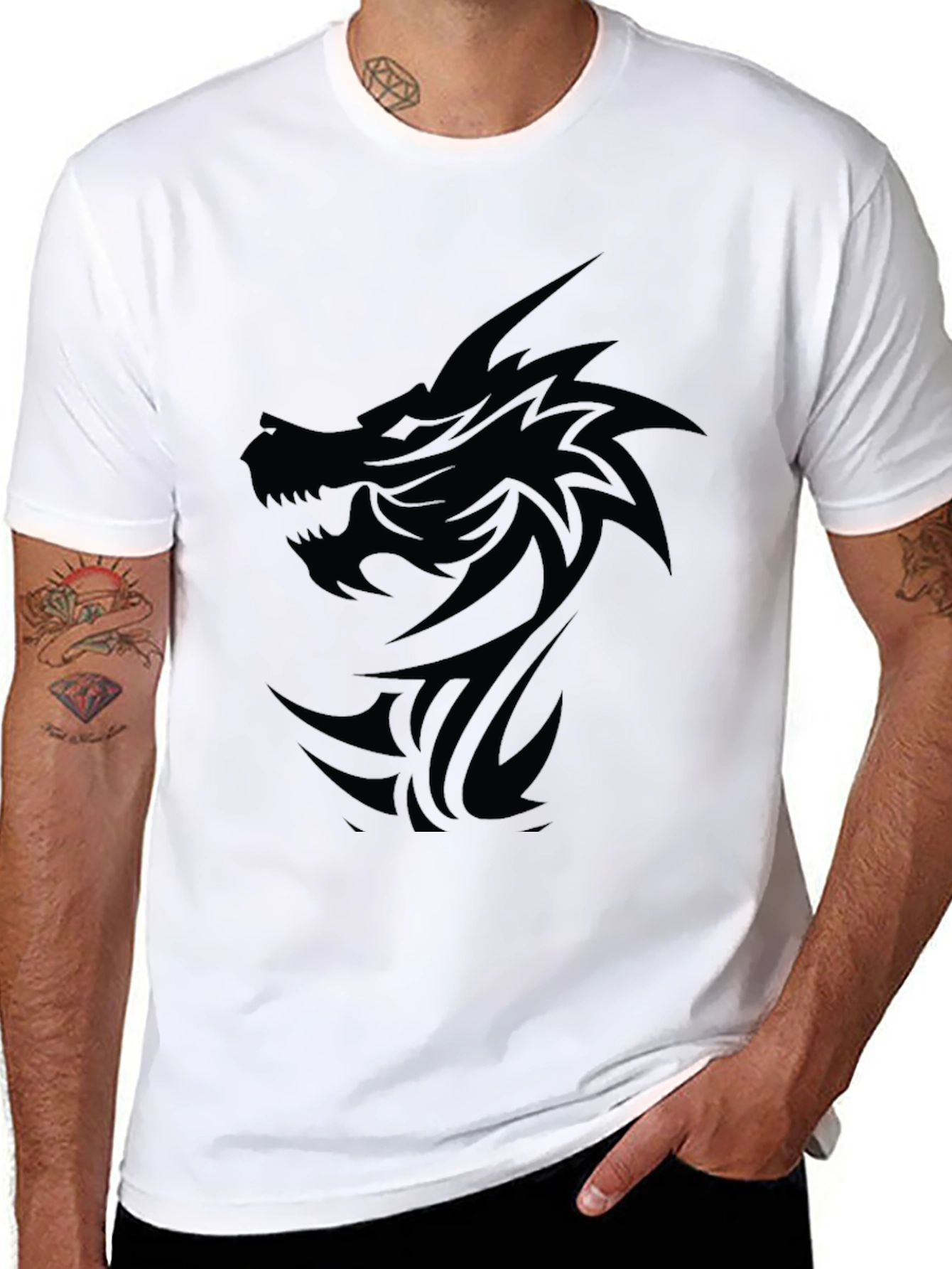 Black Dragon Graphic Tee - Mens Casual Shirt